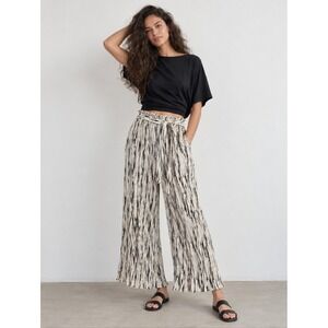 Alice Blue XL Plissé Wide Leg Cropped Palazzo Pants Paperbag Waist